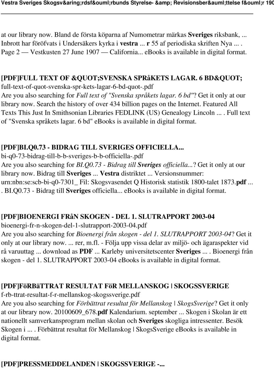 pdf Are you also searching for Full text of "Svenska språkets lagar. 6 bd"? Get it only at our library now. Search the history of over 434 billion pages on the Internet.