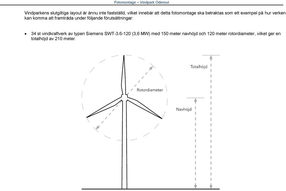 under följande förutsättningar: 34 st vindkraftverk av typen Siemens SWT-3.