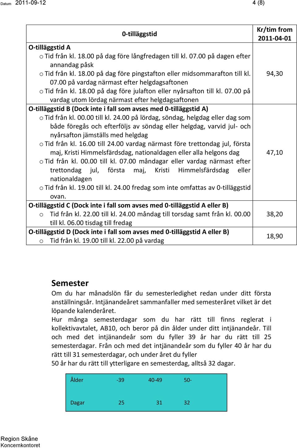 00 på vardag utom lördag närmast efter helgdagsaftonen O-tilläggstid B (Dock inte i fall som avses med 0-tilläggstid A) o Tid från kl. 00.00 till kl. 24.