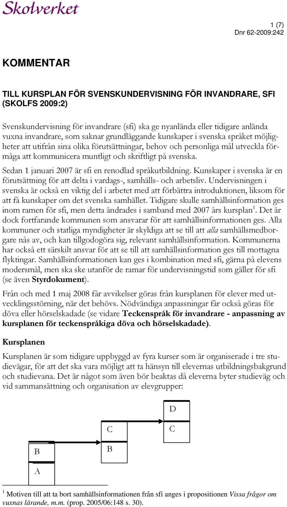 på svenska. Sedan 1 januari 2007 är sfi en renodlad språkutbildning. Kunskaper i svenska är en förutsättning för att delta i vardags-, samhälls- och arbetsliv.