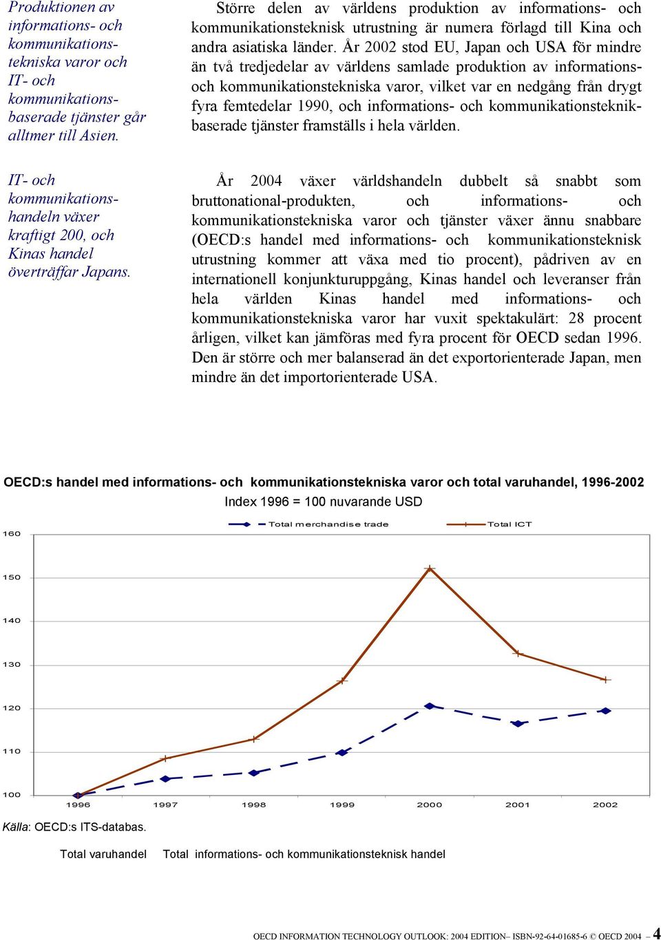 År 2002 stod EU, Japan och USA för mindre än två tredjedelar av världens samlade produktion av informationsoch kommunikationstekniska varor, vilket var en nedgång från drygt fyra femtedelar 1990, och