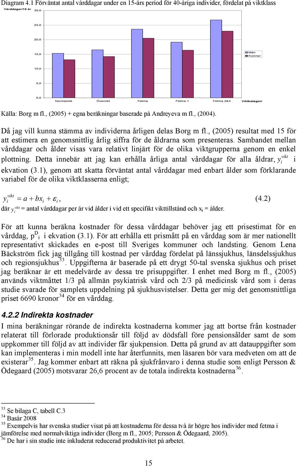 2&3 Viktkategori Källa: Borg m fl., (2005) + egna beräkningar baserade på Andreyeva m fl., (2004). Då jag vill kunna stämma av individerna årligen delas Borg m fl.