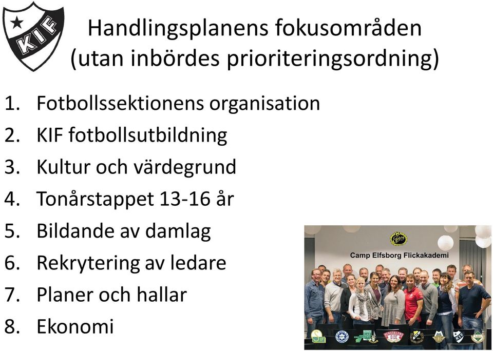 KIF fotbollsutbildning 3. Kultur och värdegrund 4.