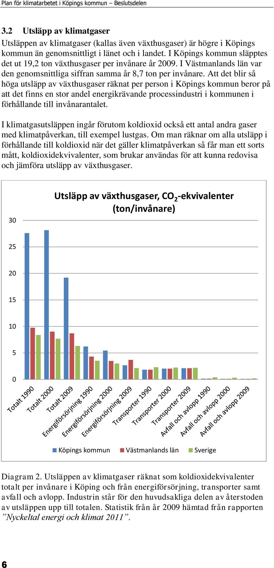 Att det blir så höga utsläpp av växthusgaser räknat per person i Köpings kommun beror på att det finns en stor andel energikrävande processindustri i kommunen i förhållande till invånarantalet.