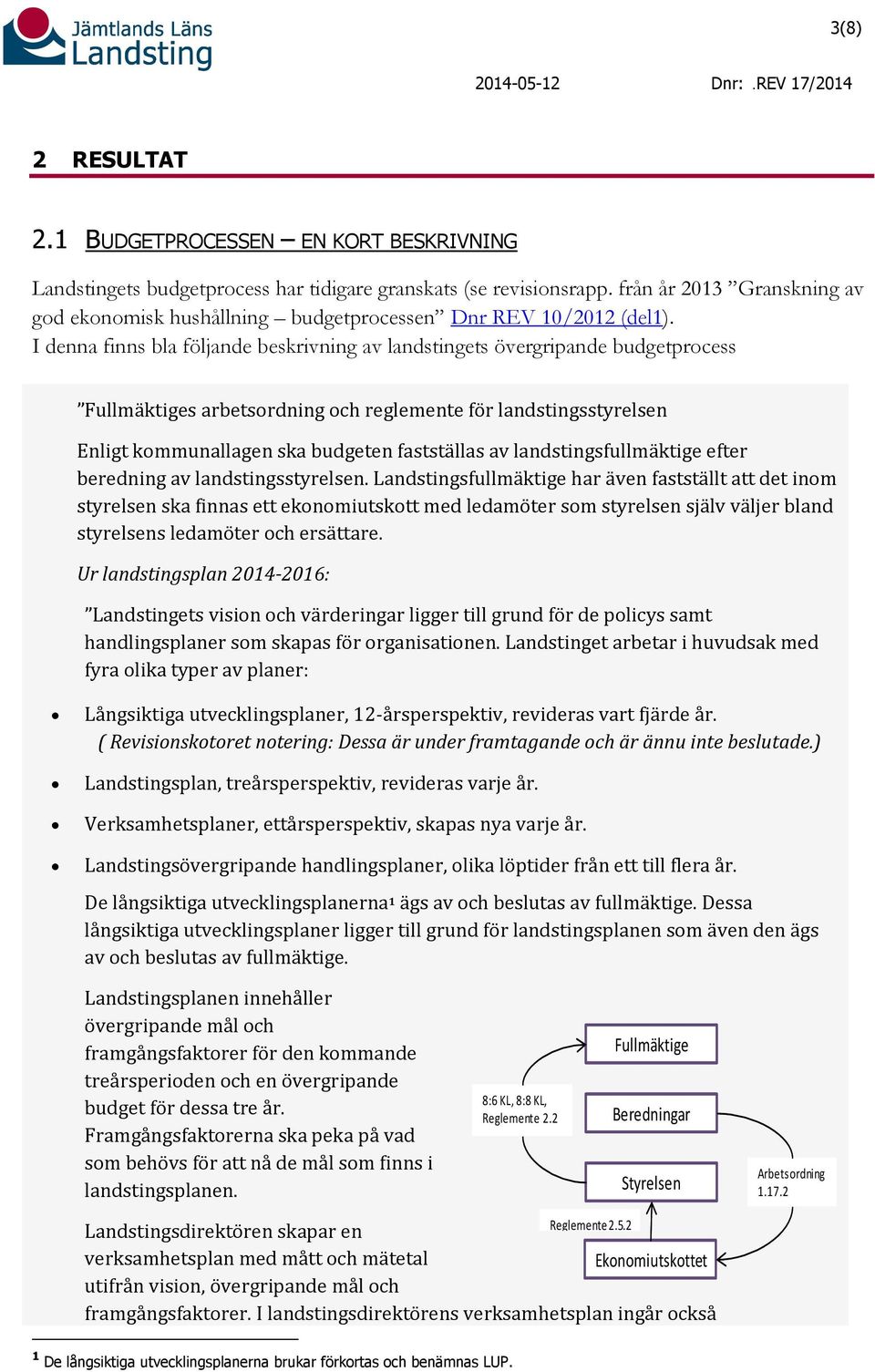 I denna finns bla följande beskrivning av landstingets övergripande budgetprocess Fullmäktiges arbetsordning och reglemente för landstingsstyrelsen Enligt kommunallagen ska budgeten fastställas av