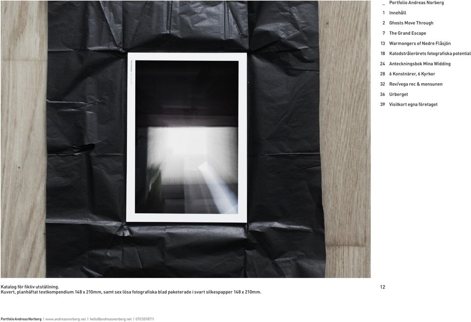 210mm, samt sex lösa fotografiska blad