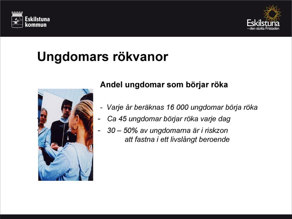 45 ungdomar börjar röka varje dag varje dag - 30 50% av