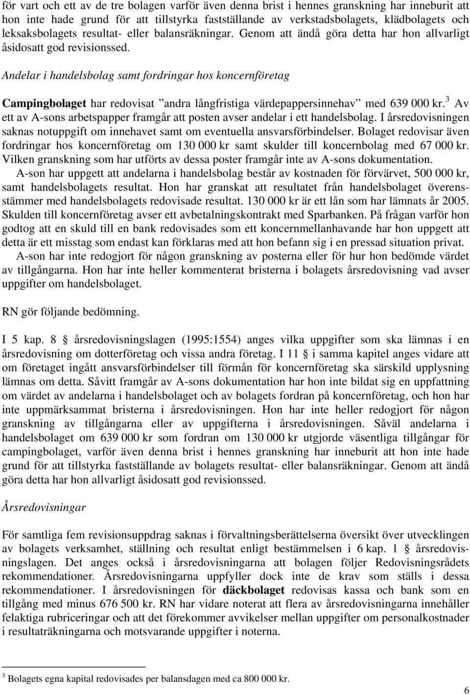 Andelar i handelsbolag samt fordringar hos koncernföretag Campingbolaget har redovisat andra långfristiga värdepappersinnehav med 639 000 kr.