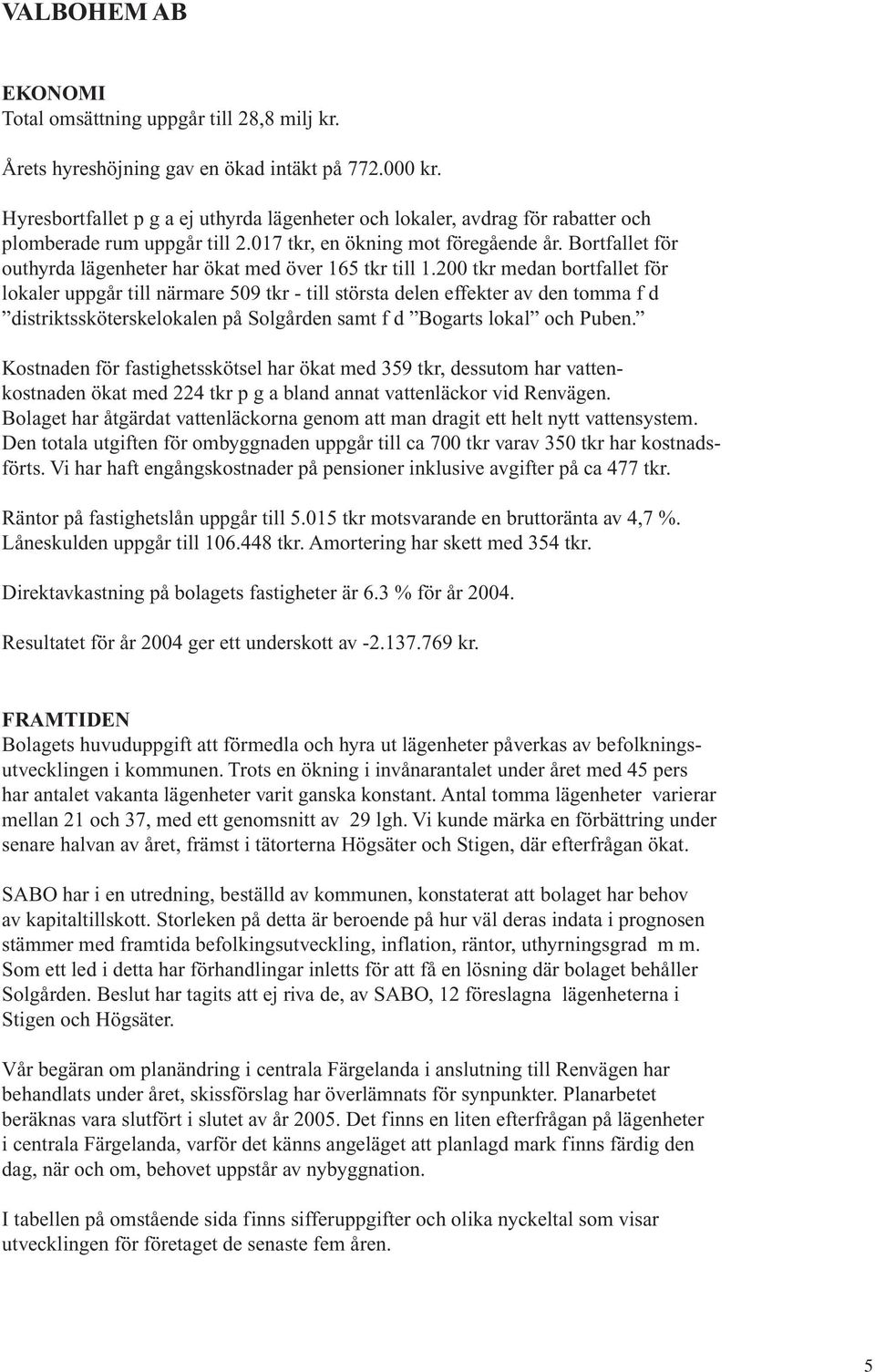 Bortfallet för outhyrda lägenheter har ökat med över 165 tkr till 1.