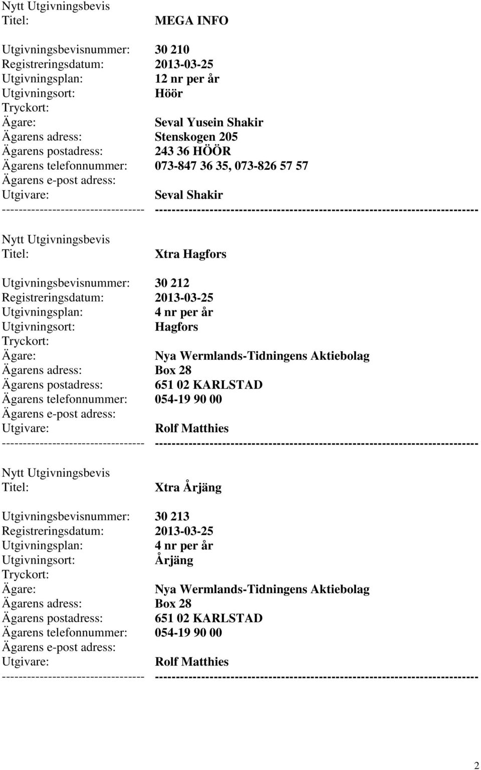 073-826 57 57 Seval Shakir Xtra Hagfors 30 212