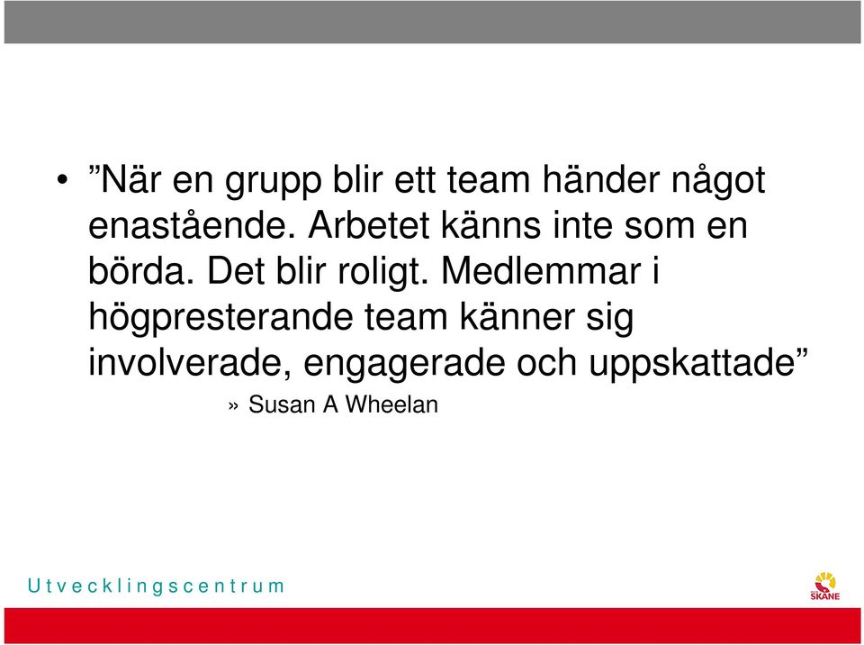 Medlemmar i högpresterande team känner sig