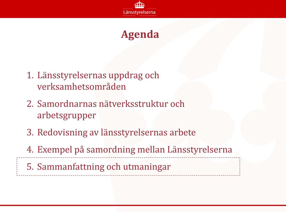 Samordnarnas nätverksstruktur och arbetsgrupper 3.