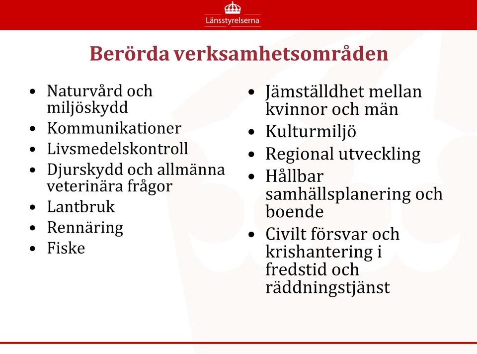 Fiske Jämställdhet mellan kvinnor och män Kulturmiljö Regional utveckling