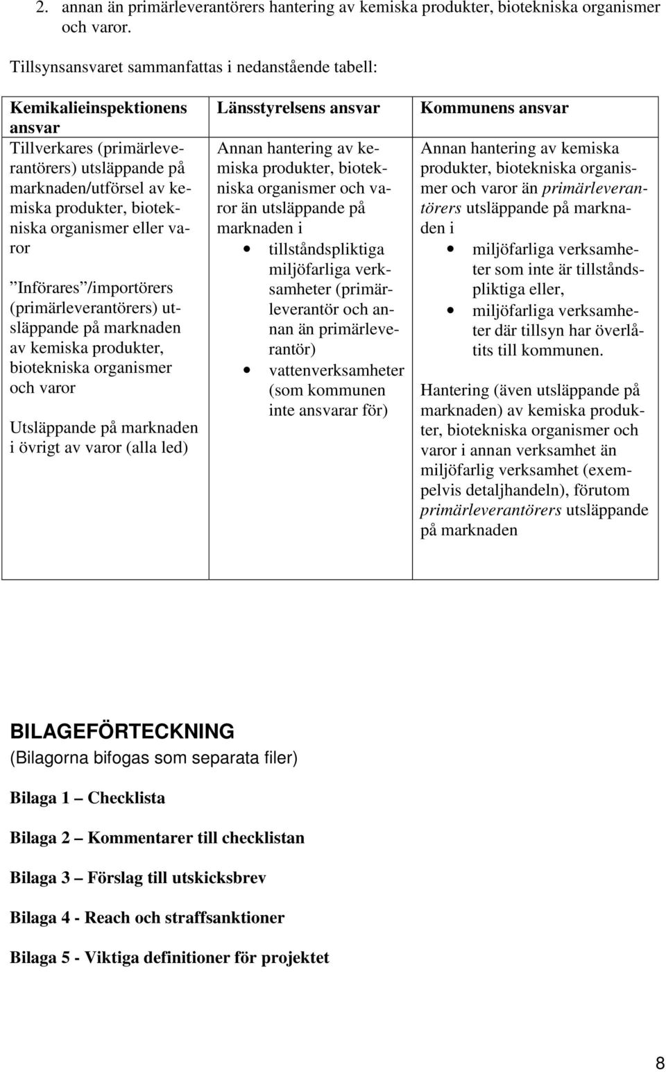 eller varor Införares /importörers (primärleverantörers) utsläppande på marknaden av kemiska produkter, biotekniska organismer och varor Utsläppande på marknaden i övrigt av varor (alla led)