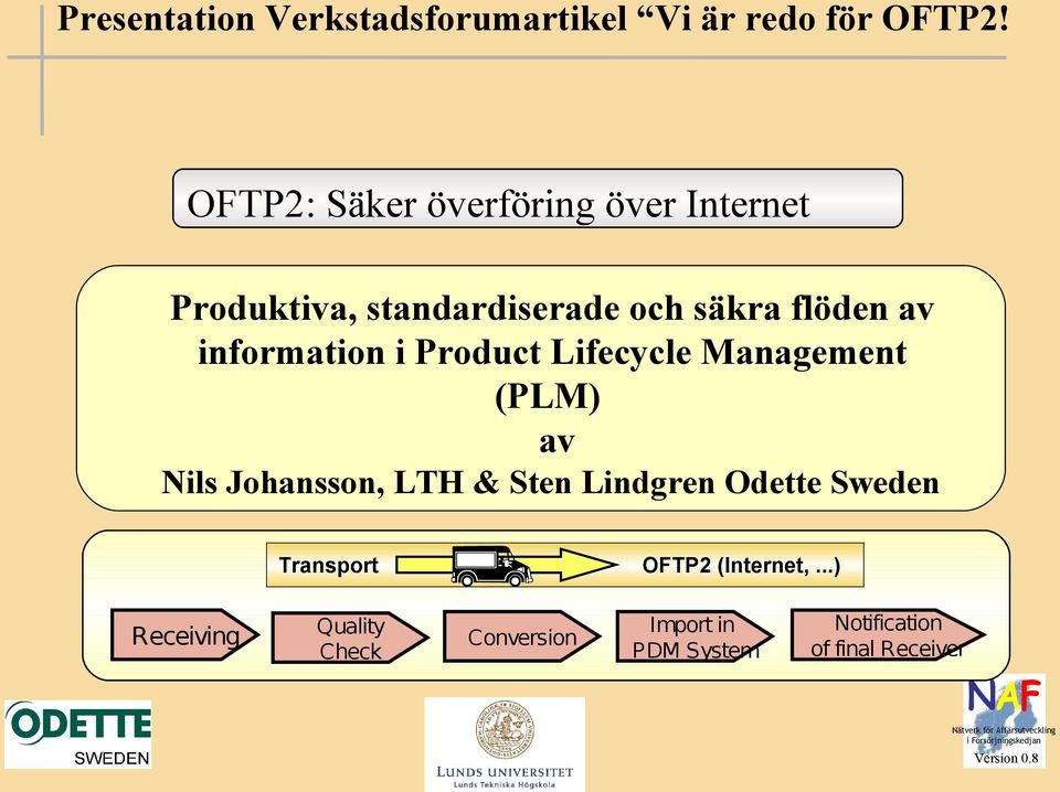 information i Product Lifecycle Management (PLM) av Nils Johansson, LTH & Sten Lindgren