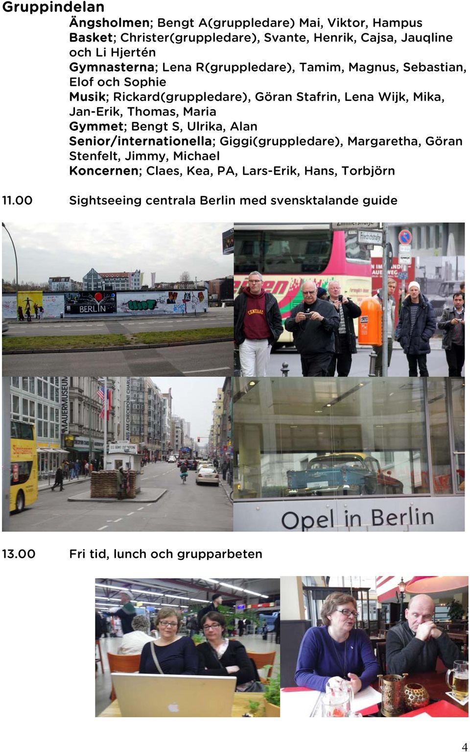 Mika, Jan-Erik, Thomas, Maria Gymmet; Bengt S, Ulrika, Alan Senior/internationella; Giggi(gruppledare), Margaretha, Göran Stenfelt, Jimmy,