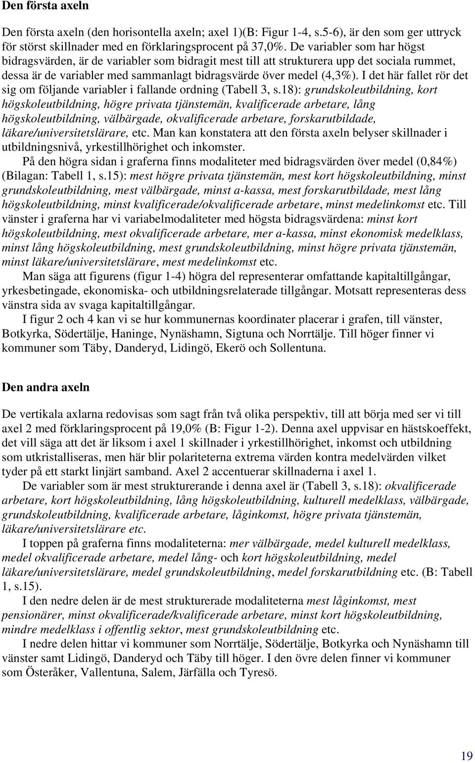 I det här fallet rör det sig om följande variabler i fallande ordning (Tabell 3, s.