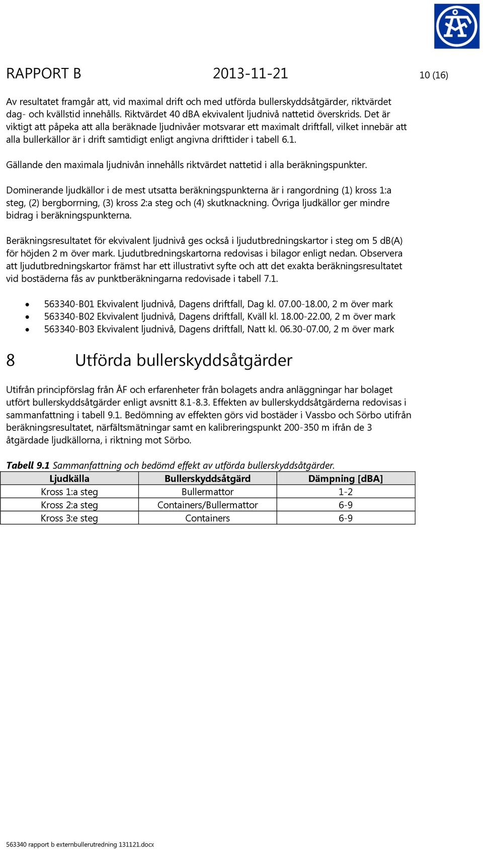 Det är viktigt att påpeka att alla beräknade ljudnivåer motsvarar ett maximalt driftfall, vilket innebär att alla bullerkällor är i drift samtidigt enligt angivna drifttider i tabell 6.1.