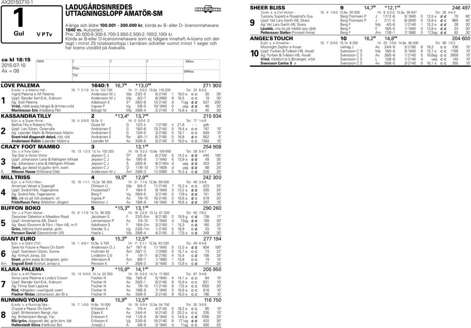 ca kl 8:5 05-0-0 H Ax = 08 LOVE PALEMA 640: 6, M *3,0 AK 00 5,svbr. v.