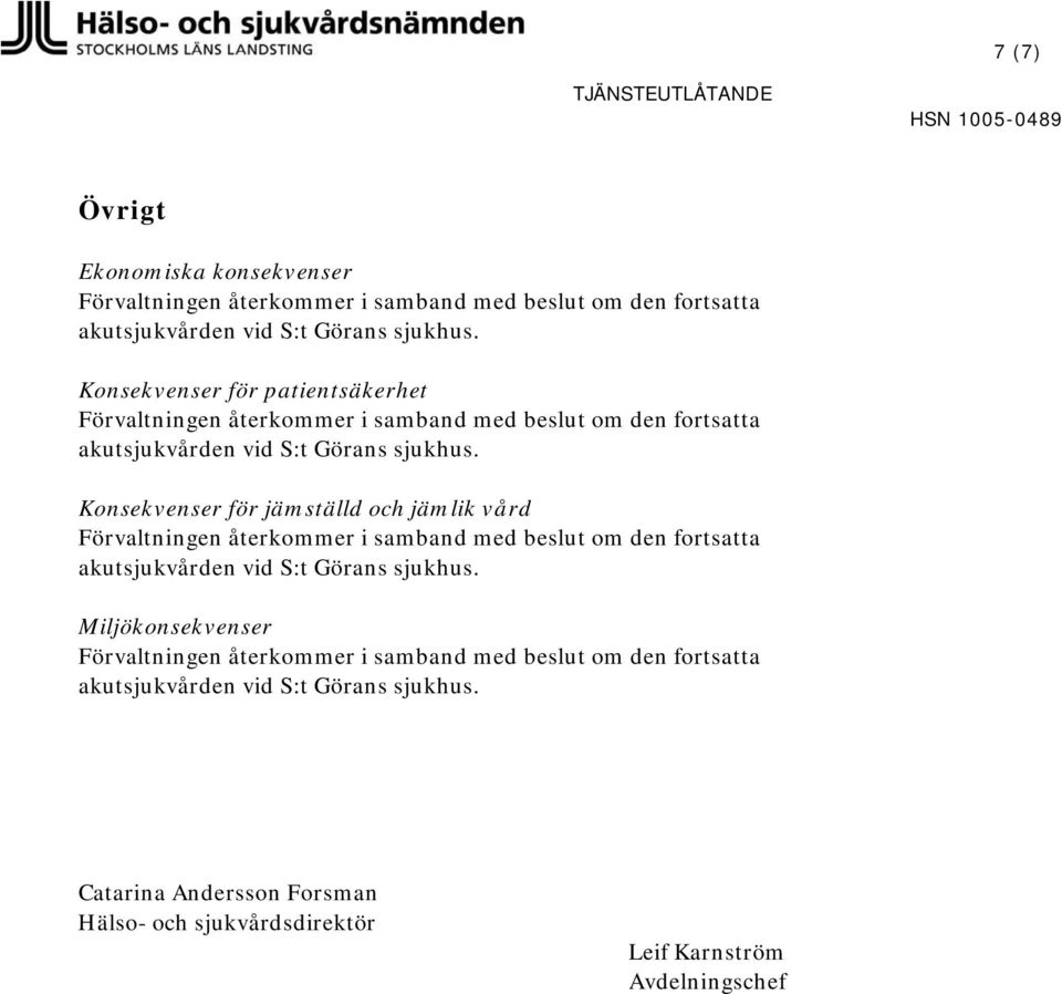 vård Miljökonsekvenser Catarina Andersson Forsman