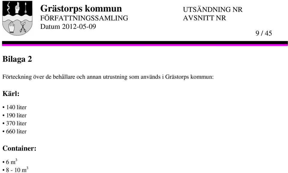 i Grästorps kommun: Kärl: 140 liter 190