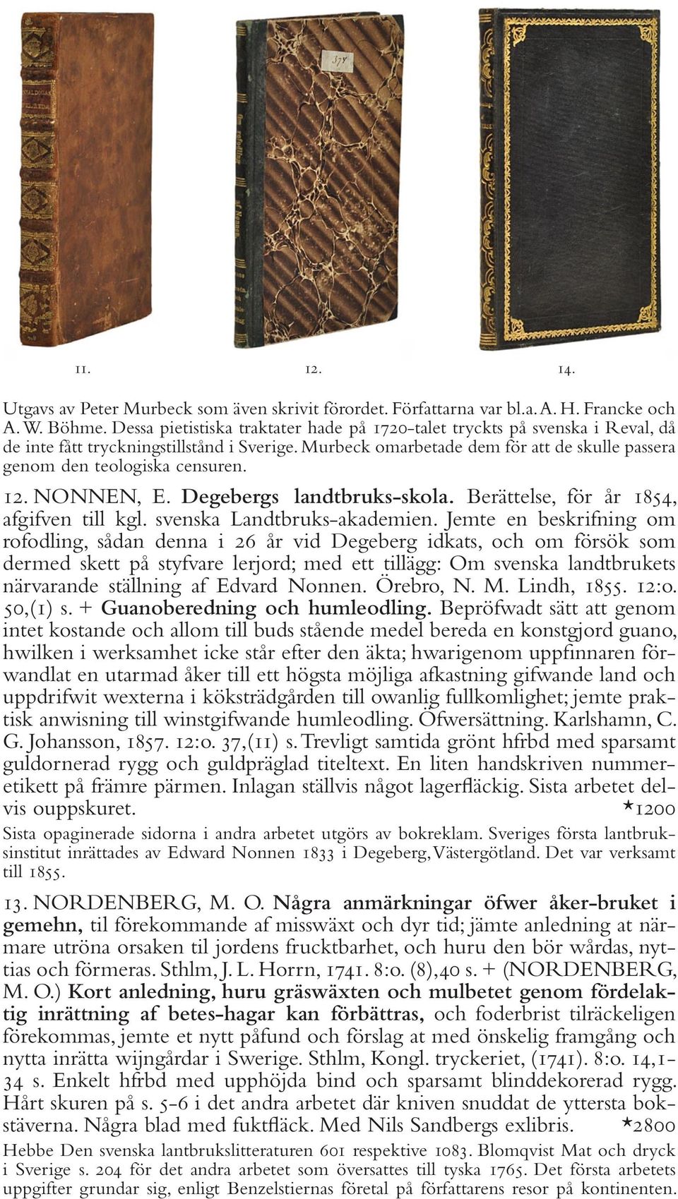 Murbeck omarbetade dem för att de skulle passera genom den teologiska censuren. 12. NONNEN, E. Degebergs landtbruks-skola. Berättelse, för år 1854, afgifven till kgl. svenska Landtbruks-akademien.