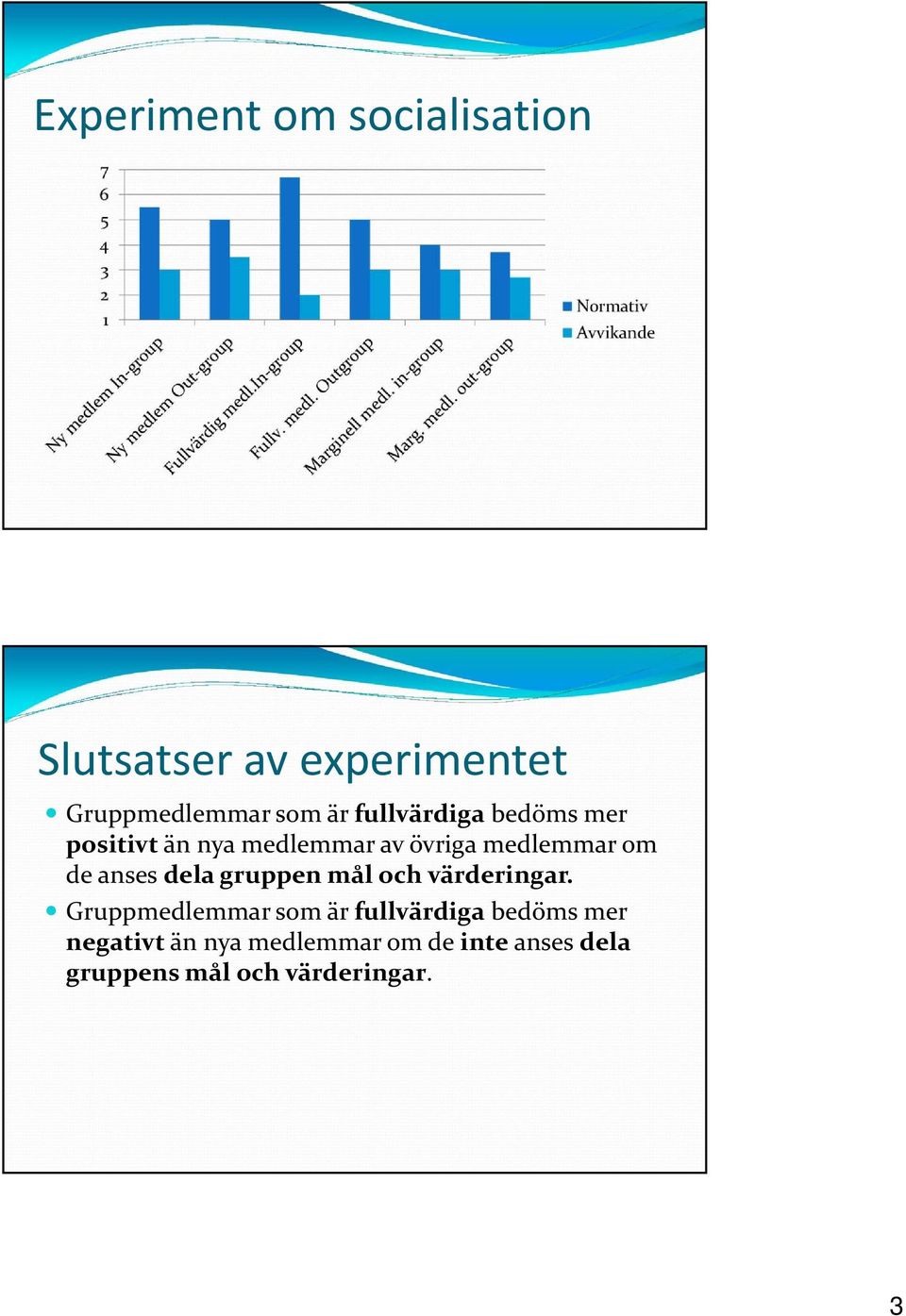 anses dela gruppen mål och värderingar.