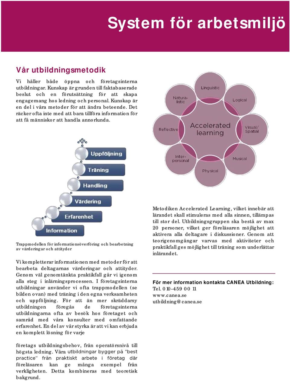 Trappmodellen för informationsöverföring och bearbetning av värderingar och attityder Vi kompletterar informationen med metoder för att bearbeta deltagarnas värderingar och attityder.