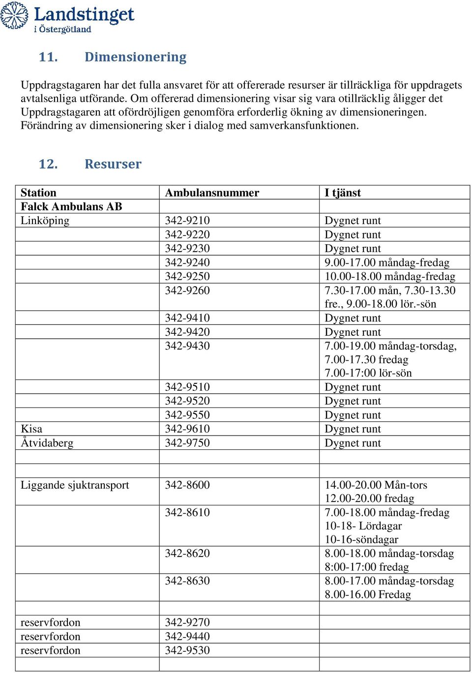 Förändring av dimensionering sker i dialog med samverkansfunktionen. 12.