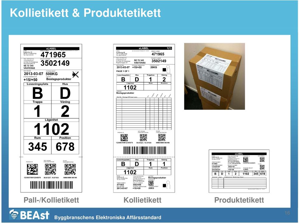 Pall-/Kollietikett