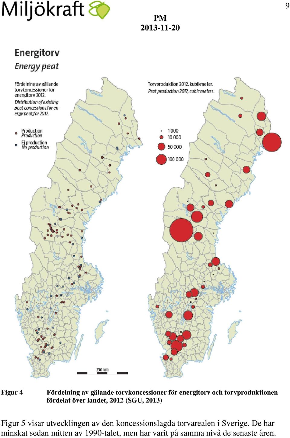utvecklingen av den koncessionslagda torvarealen i Sverige.