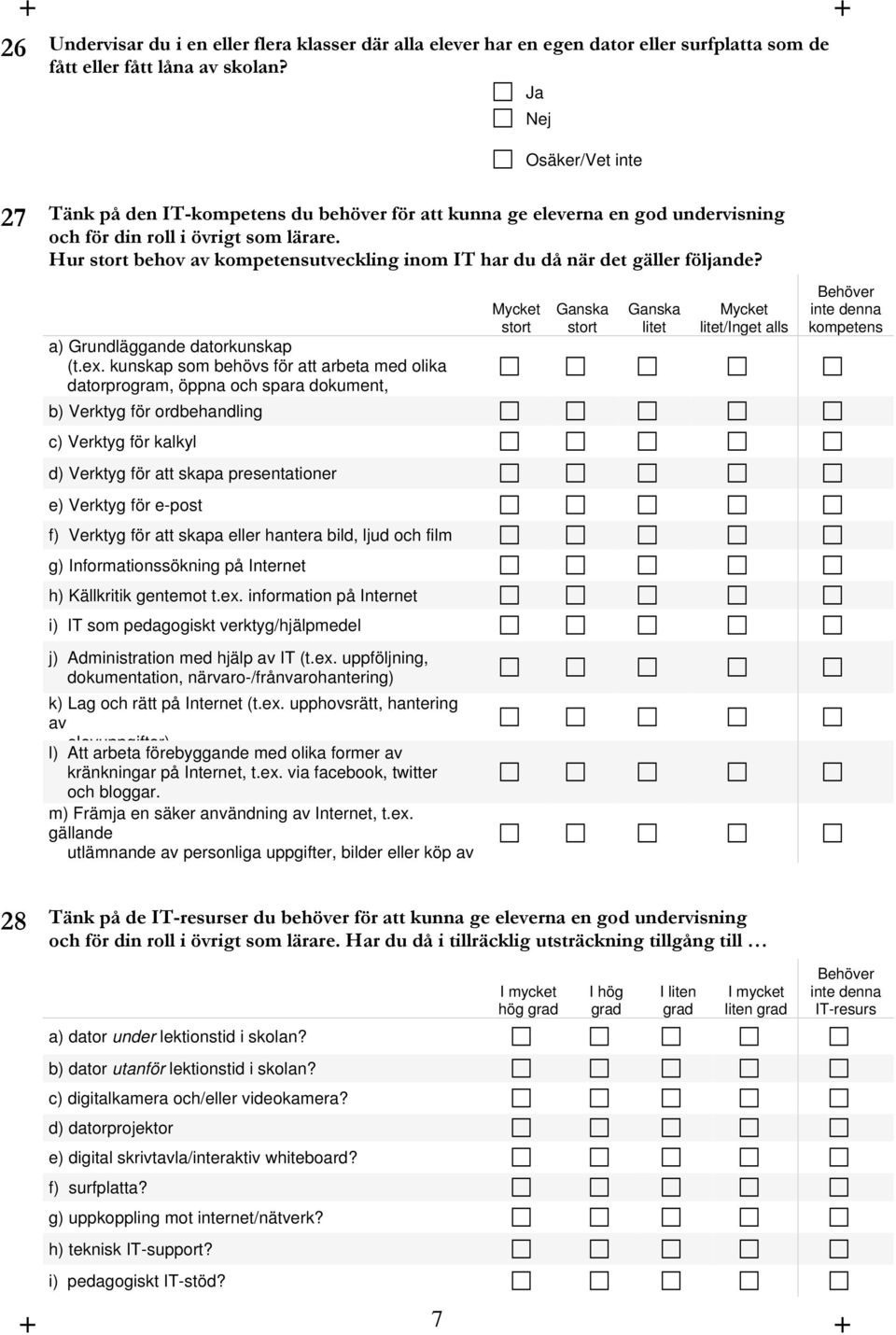 Hur stort behov av kompetensutveckling inom IT har du då när det gäller följande? a) Grundläggande datorkunskap (t.ex.