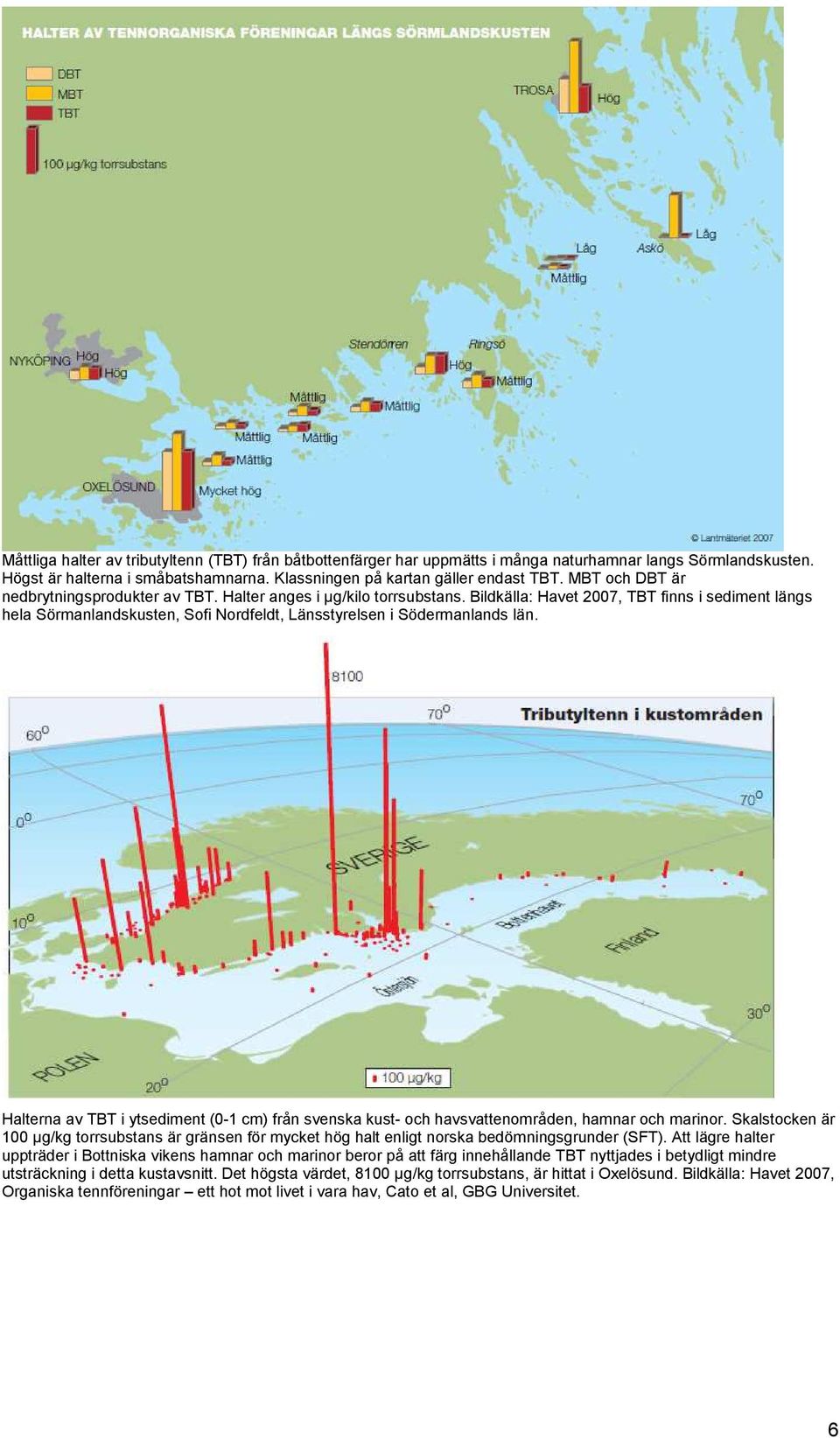 Bildkälla: Havet 2007, TBT finns i sediment längs hela Sörmanlandskusten, Sofi Nordfeldt, Länsstyrelsen i Södermanlands län.