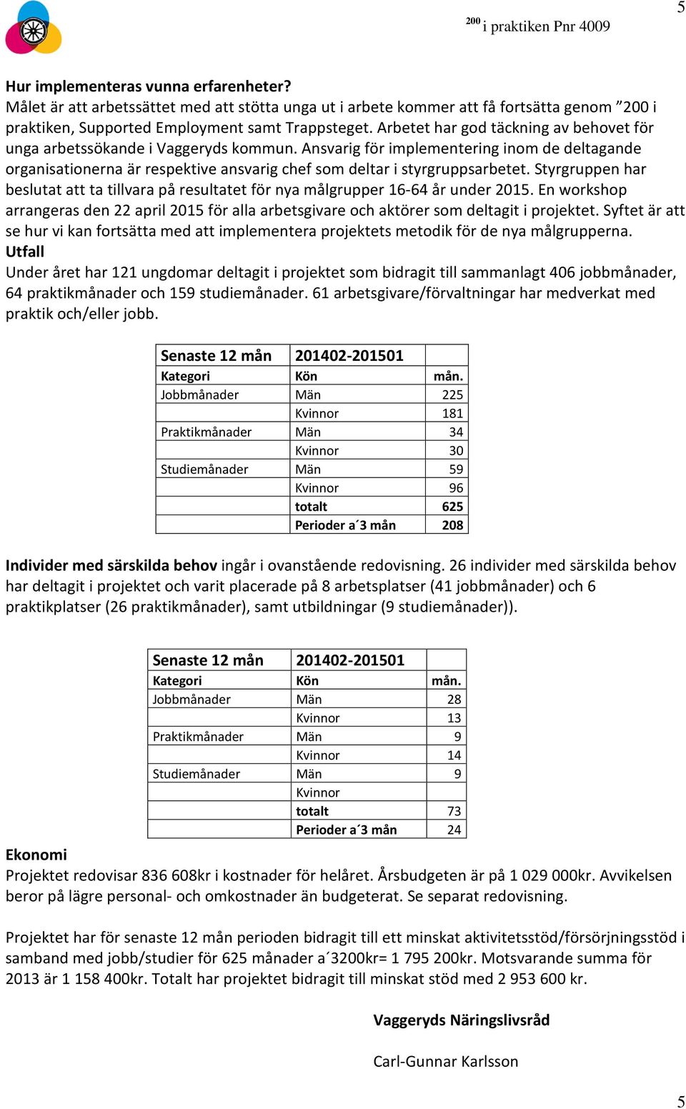 Ansvarig för implementering inom de deltagande organisationerna är respektive ansvarig chef som deltar i styrgruppsarbetet.