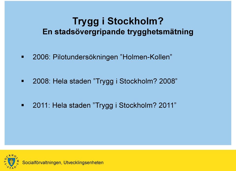 Pilotundersökningen Holmen-Kollen 2008: Hela