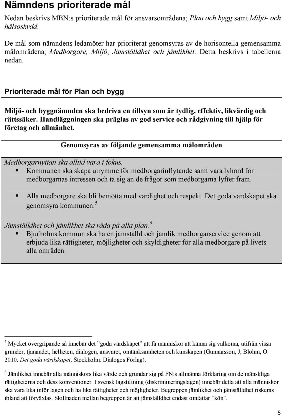 Prioriterade mål för Plan och bygg Miljö- och byggnämnden ska bedriva en tillsyn som är tydlig, effektiv, likvärdig och rättssäker.