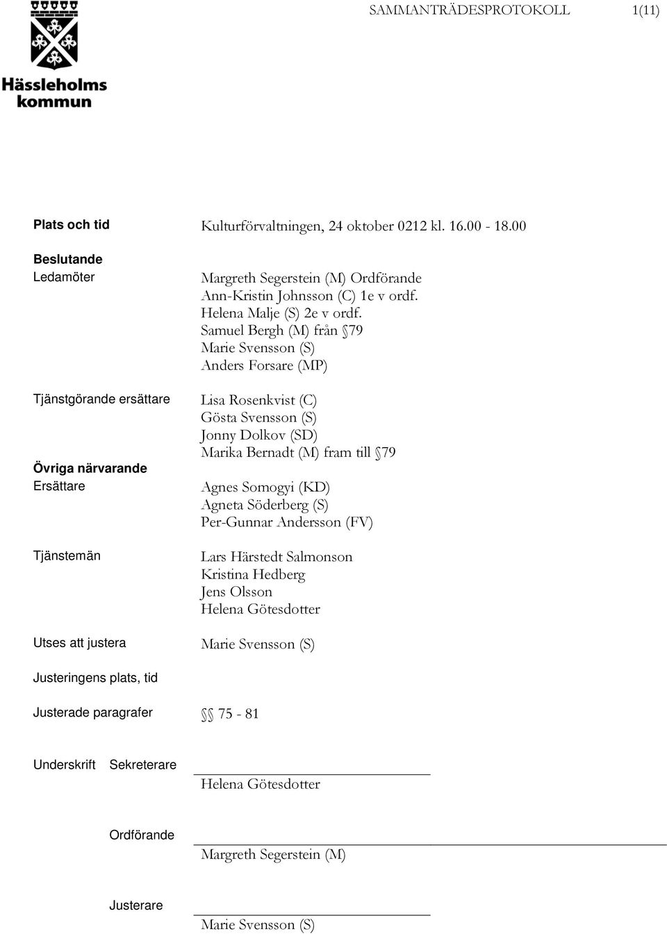 Helena Malje (S) 2e v ordf.