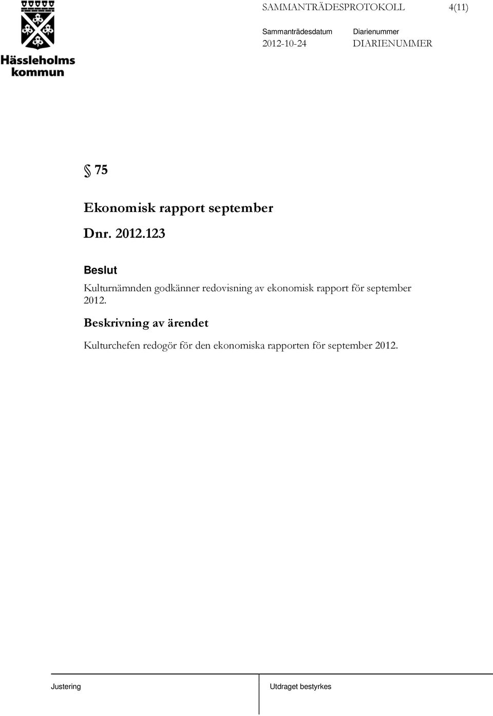 ekonomisk rapport för september 2012.