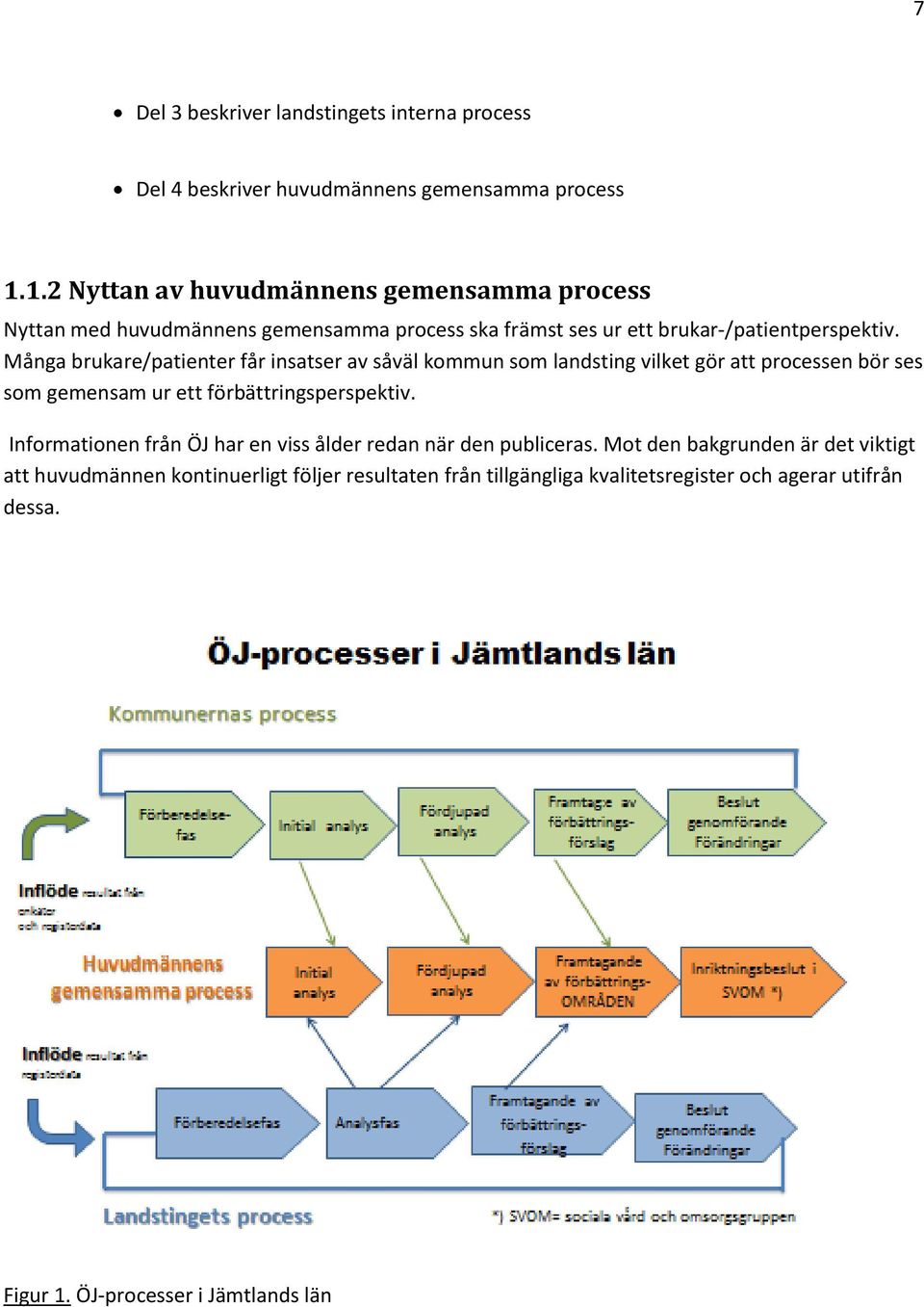 Många brukare/patienter får insatser av såväl kommun som landsting vilket gör att processen bör ses som gemensam ur ett förbättringsperspektiv.