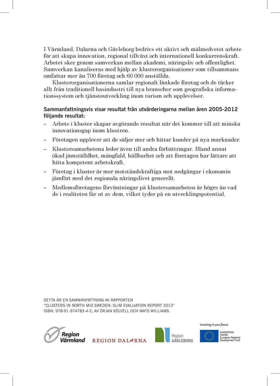 Klusterorganisationerna samlar regionalt länkade företag och de täcker allt från traditionell basindustri till nya branscher som geografiska informationssystem och tjänsteutveckling inom turism och