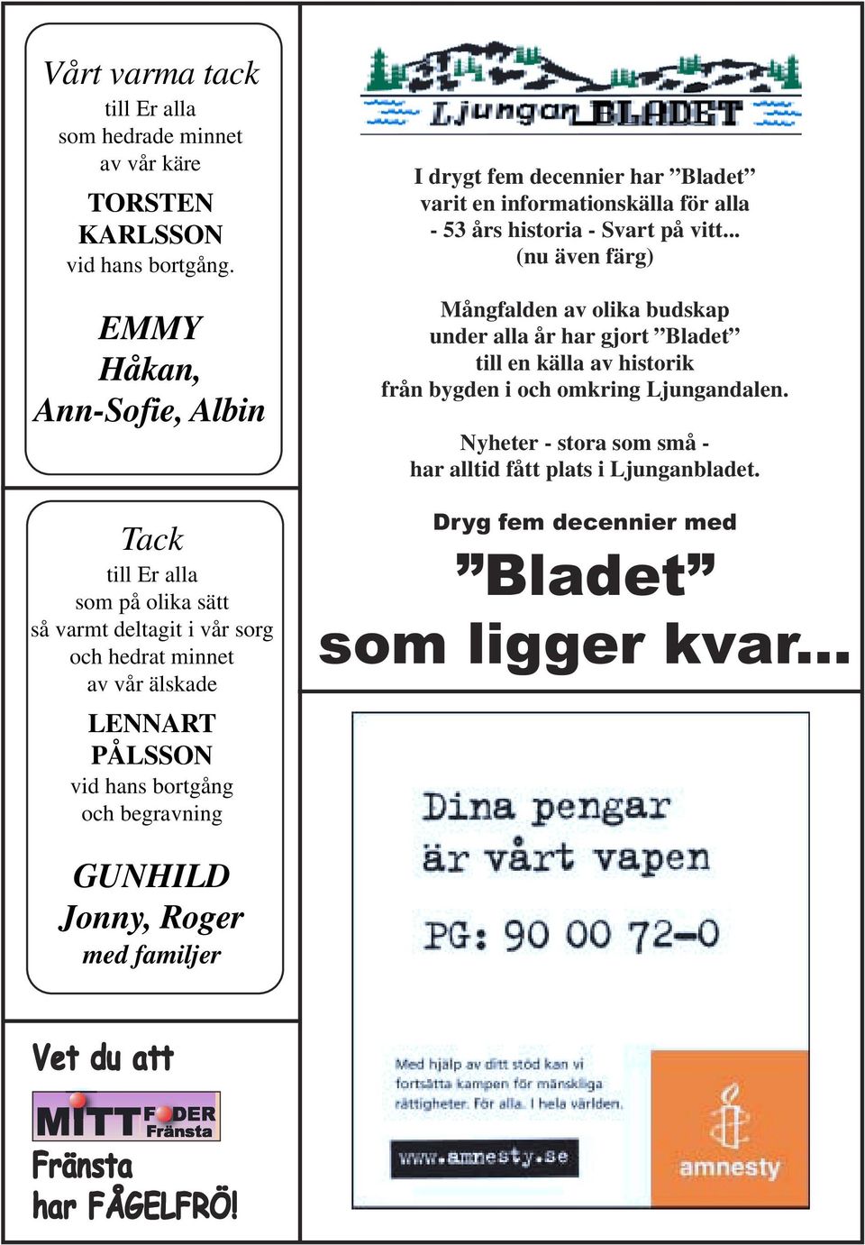 begravning I drygt fem decennier har Bladet varit en informationskälla för alla - 53 års historia - Svart på vitt.