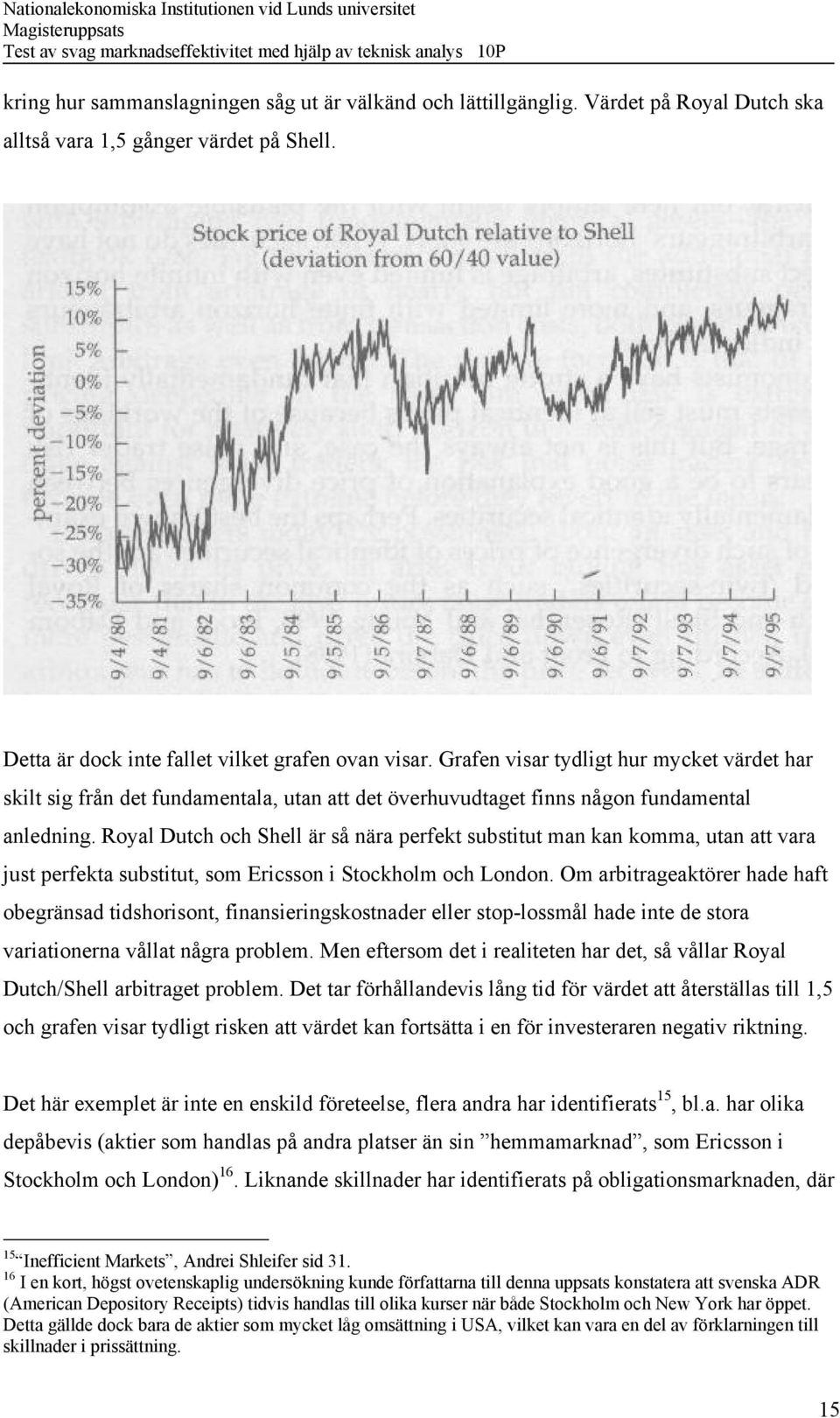 Royal Dutch och Shell är så nära perfekt substitut man kan komma, utan att vara just perfekta substitut, som Ericsson i Stockholm och London.