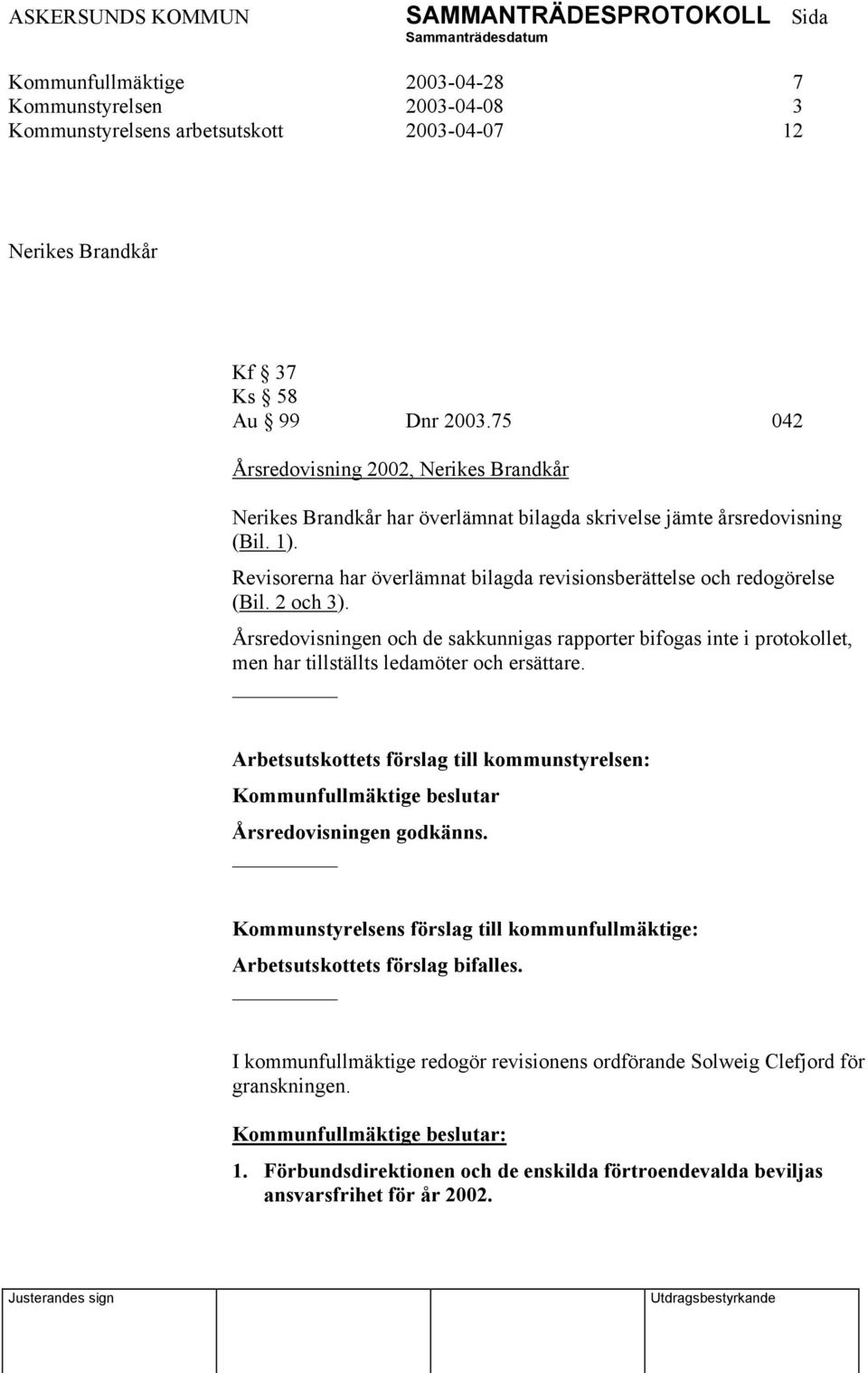 Revisorerna har överlämnat bilagda revisionsberättelse och redogörelse (Bil. 2 och 3).