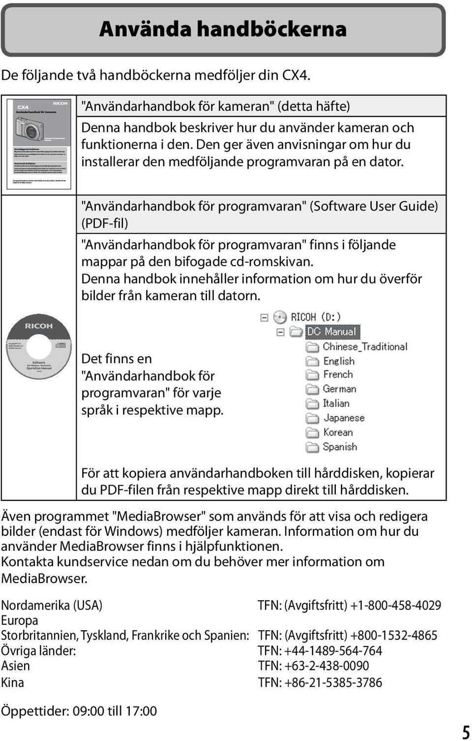 "Användarhandbok för programvaran" (Software User Guide) (PDF-fil) "Användarhandbok för programvaran" finns i följande mappar på den bifogade cd-romskivan.