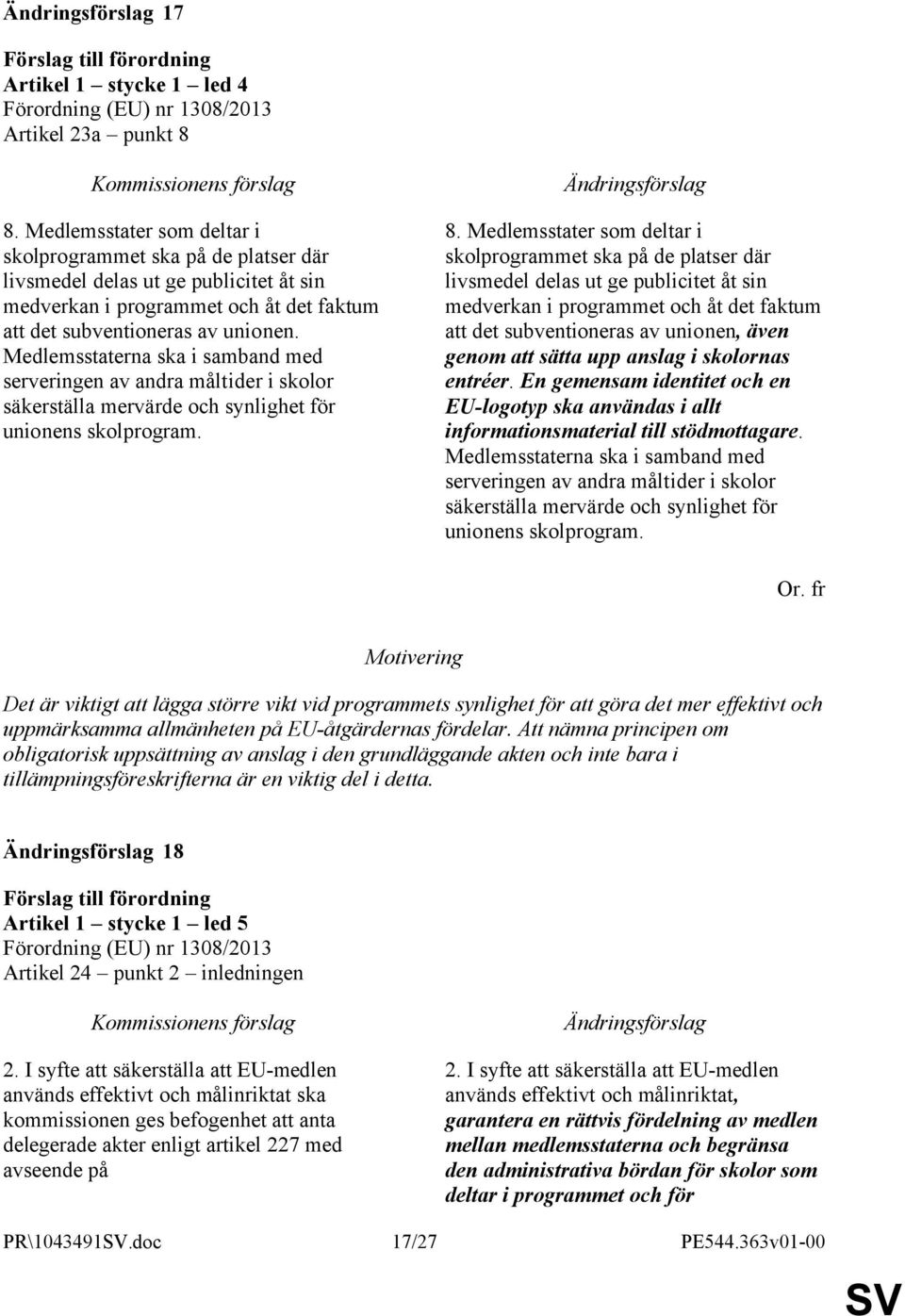 Medlemsstaterna ska i samband med serveringen av andra måltider i skolor säkerställa mervärde och synlighet för unionens skolprogram. 8.