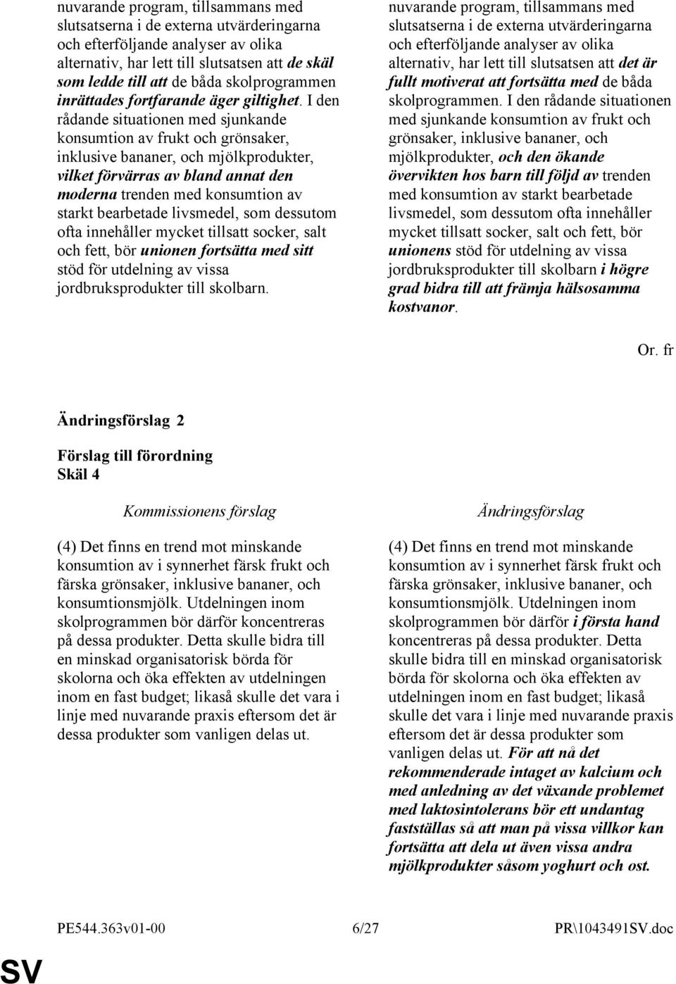 I den rådande situationen med sjunkande konsumtion av frukt och grönsaker, inklusive bananer, och mjölkprodukter, vilket förvärras av bland annat den moderna trenden med konsumtion av starkt
