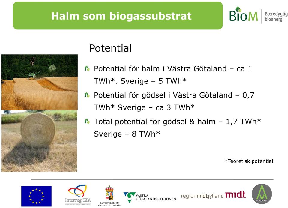 Götaland 0,7 TWh* Sverige ca 3 TWh* Total potential
