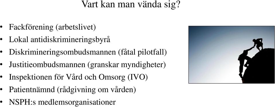 Diskrimineringsombudsmannen (fåtal pilotfall) Justitieombudsmannen