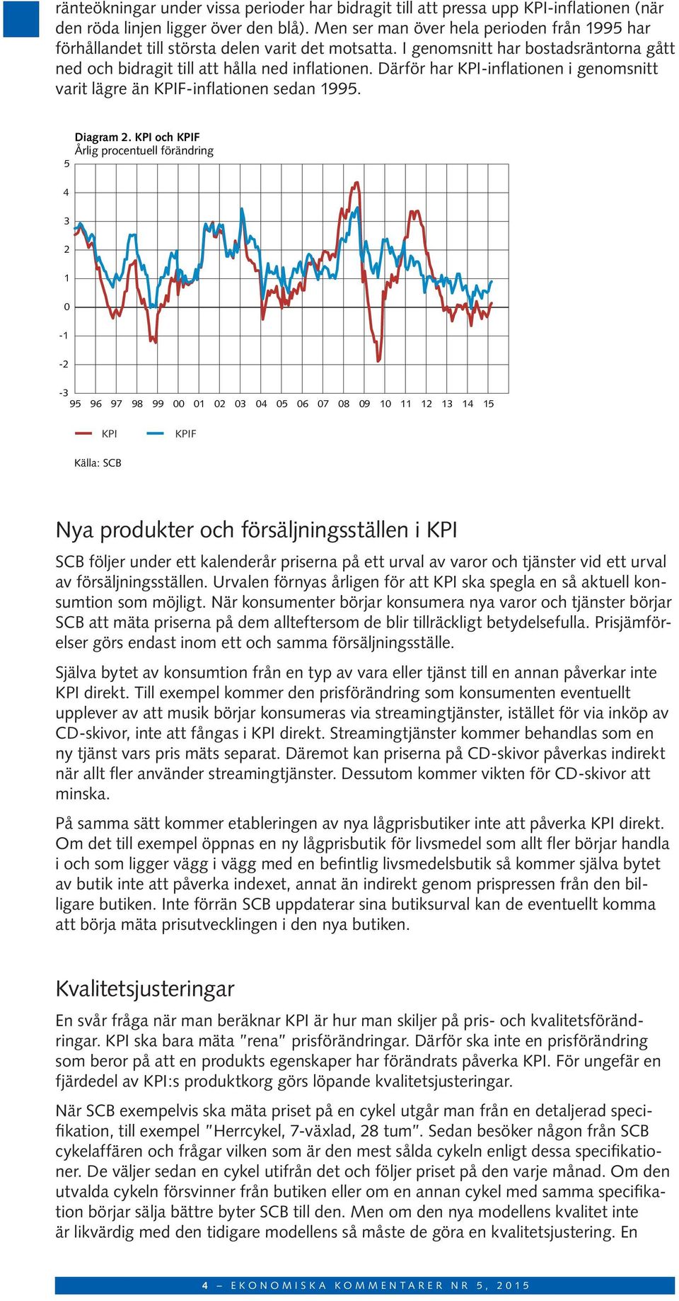 Därför har KPI-inflationen i genomsnitt varit lägre än KPIF-inflationen sedan 1995. 5 4 Diagram 2.