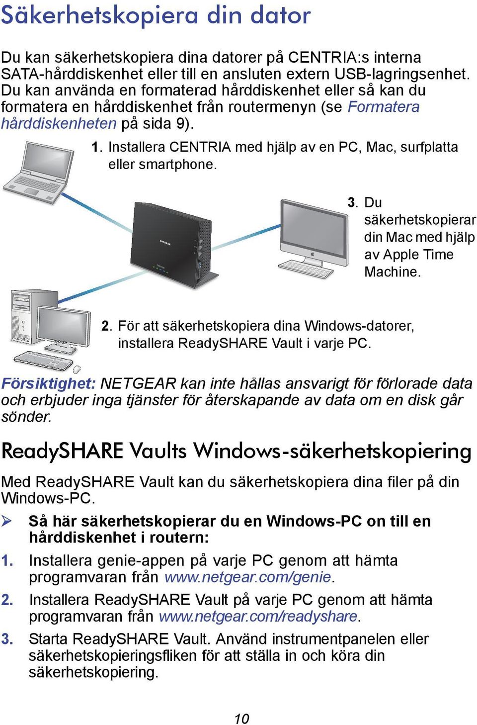 Installera CENTRIA med hjälp av en PC, Mac, surfplatta eller smartphone. 3. Du säkerhetskopierar din Mac med hjälp av Apple Time Machine. 2.